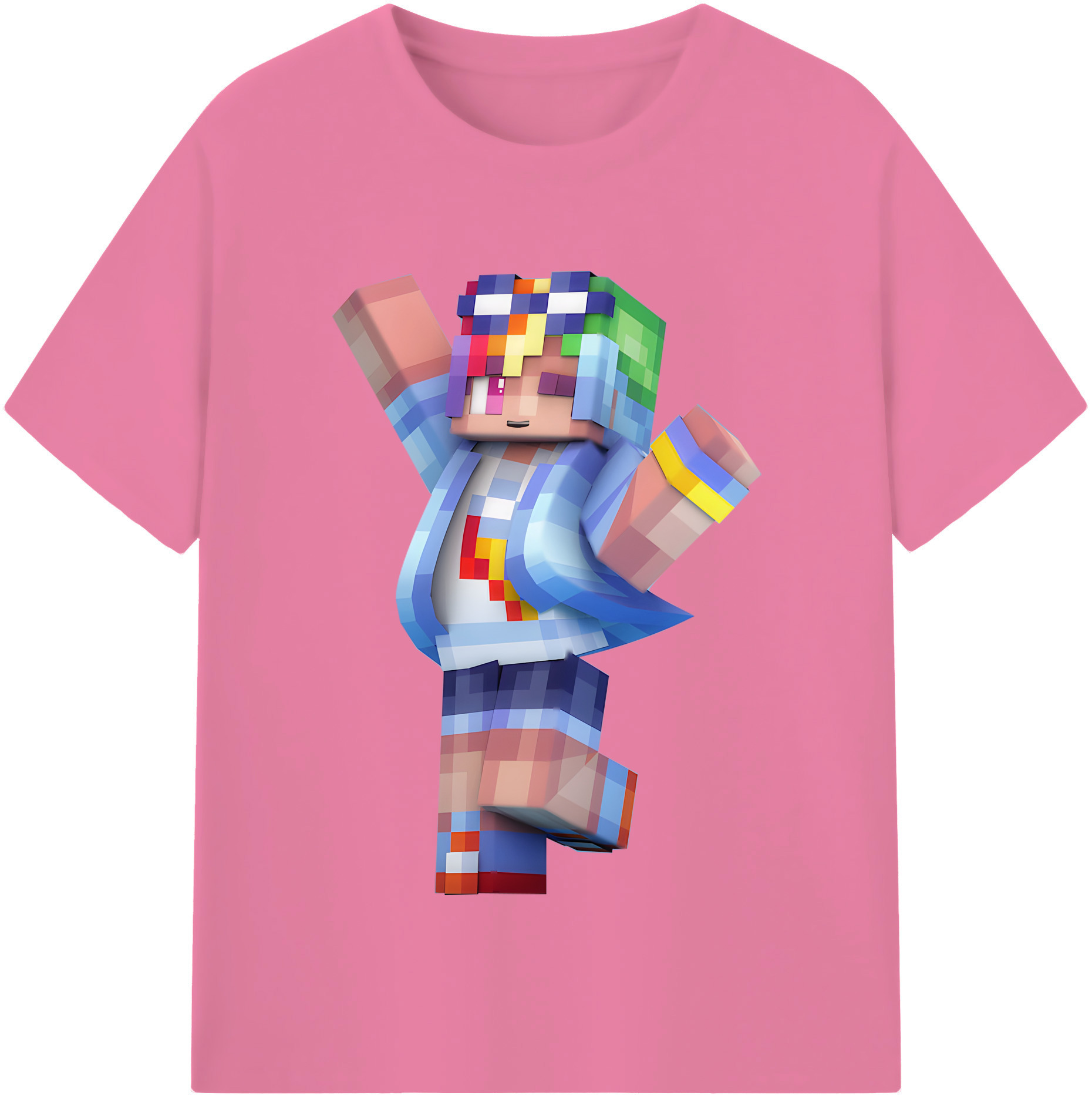 （画像用） マインクラフト ブロックの世界 Minecraft MC Block world 綿100％半袖Tシャツ（フロントプリント）